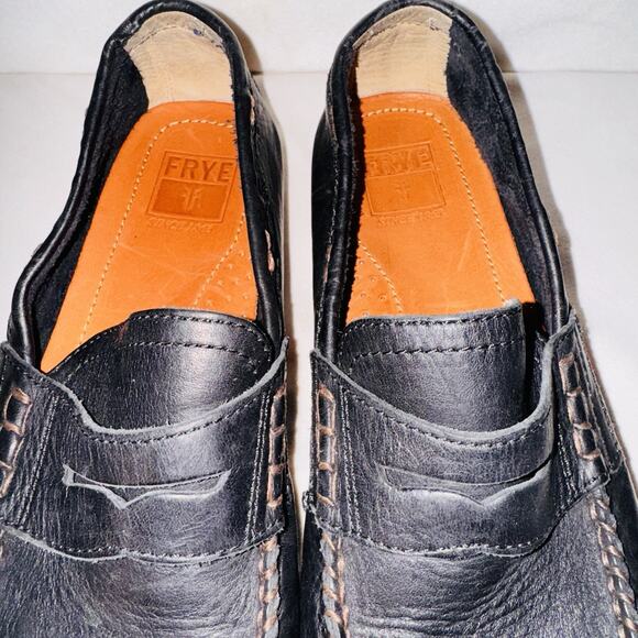 Frye Men’s Black Leather Lewis Penny Loafers 10.5 NWOB - Picture 3 of 7